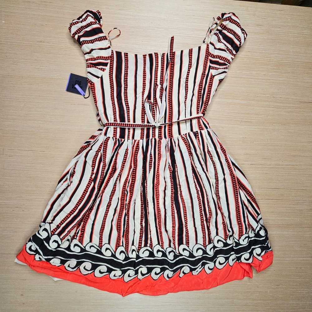 Anna‎ Sui Silk Striped Dress Women 13 Multi-Color NEW Designer Boho Target - Picture 12 of 16